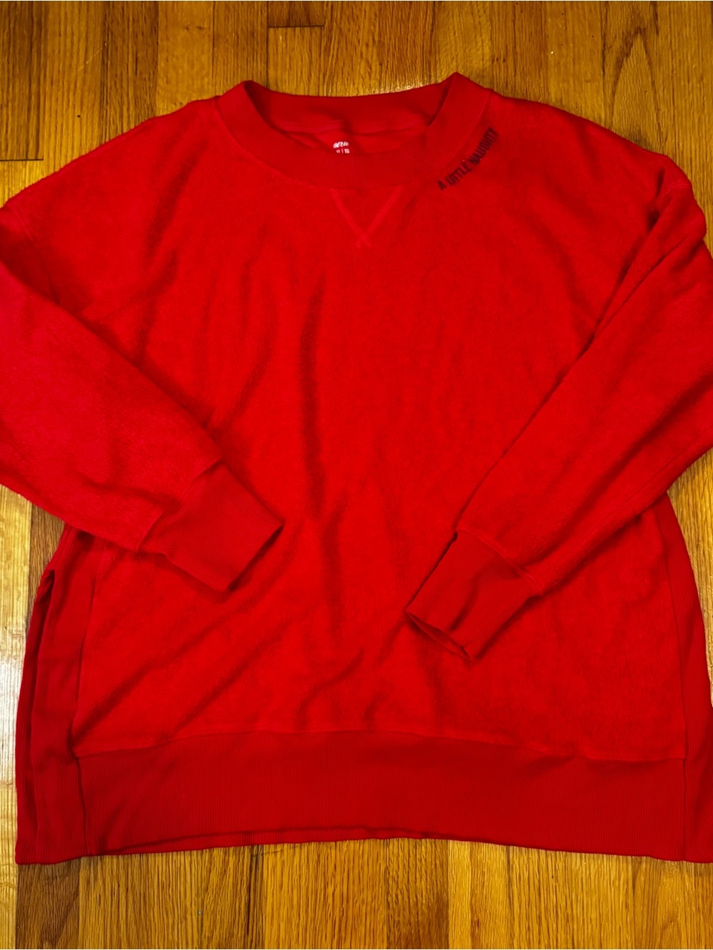 AERIE Like Candy Crew Sweater Size Small Red Oversized New With Tags
